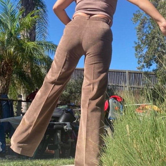 Brown/Tan Vintage Kick Flare Pants - Picture 4 of 4